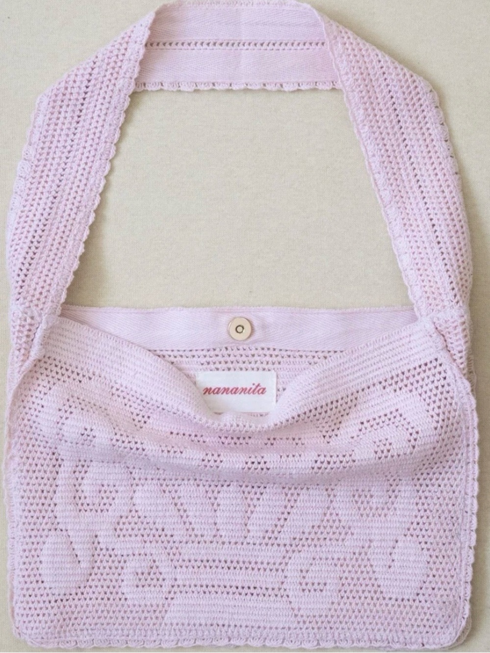 Nananita Pink Crochet Shoulder Bag